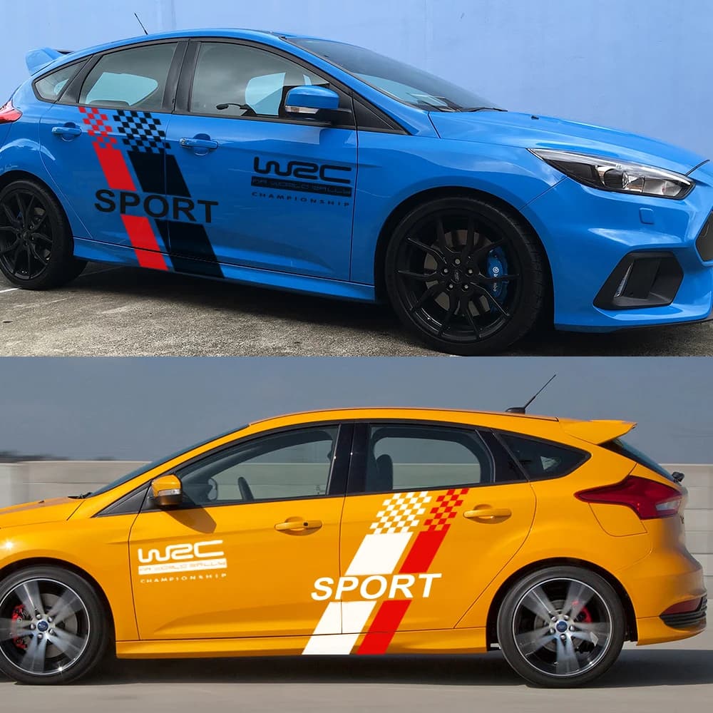 Auto entrambi i lati adesivo per il corpo elegante auto da corsa sportiva styling pellicola in vinile decalcomania per Ford Focus 2 3 MK2 MK3 accessori per tuning auto