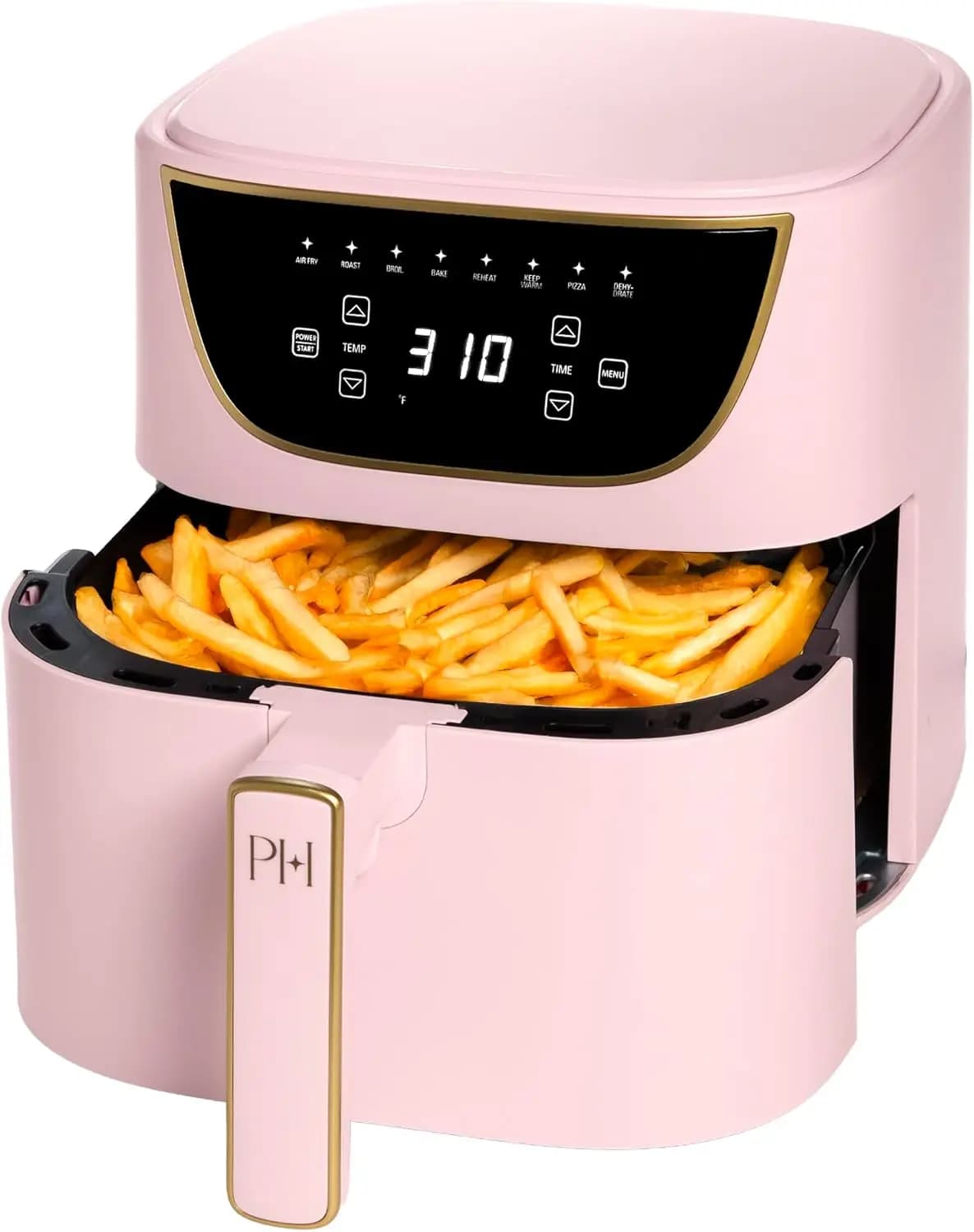 6 Liters Large Air Fryer with Touchscreen, PFAS-Free Front, 8 Functions in 1, Dishwasher Washable, Pink Color