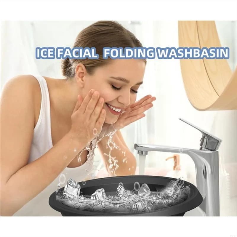 RMWIN-Beauty Lavabo per trucco Lavabo pieghevole per terapia del ghiaccio per il viso per la cura della pelle domestica Routine nera