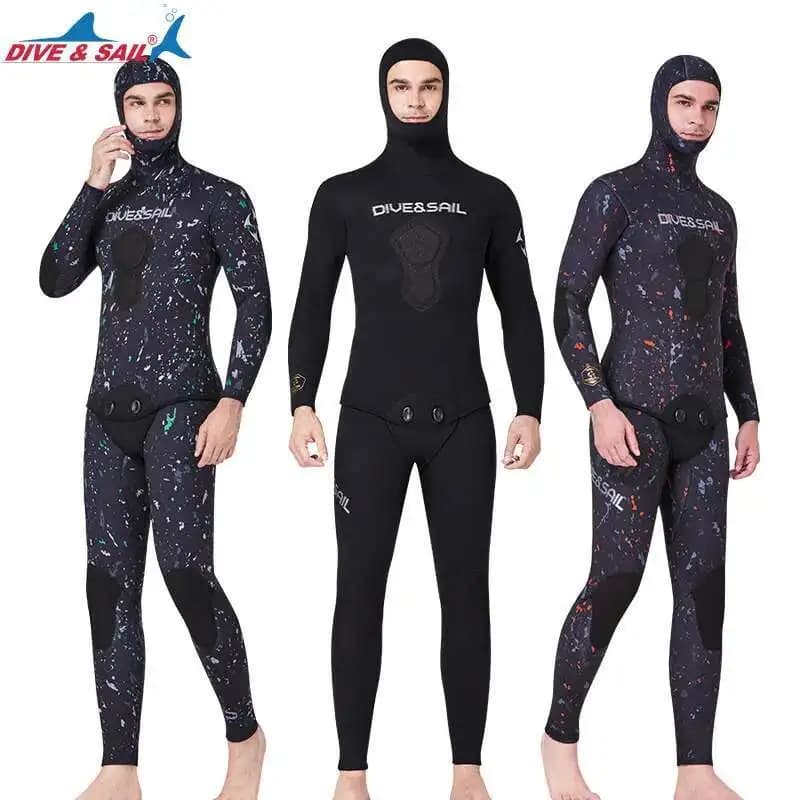 Muta in neoprene CR da 3 mm Muta da sub senza celle aperte Muta mimetica Fullsuit Uomo Snorkeling Nuoto Pesca subacquea Muta