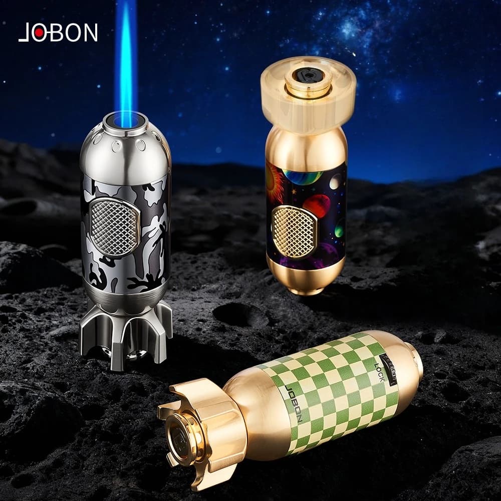 Accendino JOBON in Metallo per Esterni Resistente alle Alte Temperature, Antivento a Iniezione Diretta con Fiamma Blu, Ricaricabile, Regalo per Uomo