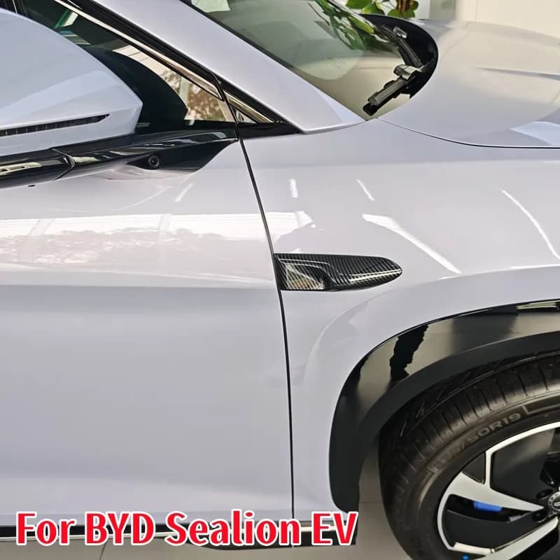 Per BYD Sealion 7 EV 2024 2025 Accessori Porta Etichetta Laterale ABS Carbonio Nero Auto Shingle Fender Copertura Della Fotocamera Adesivo Styling