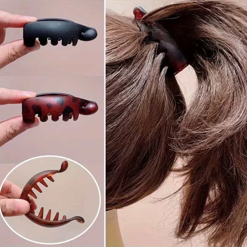 1pc/4pcs Single anti-slip banana hairpin for women - Round, suitable for fixing ponytails, buns and curly hairstyles.
