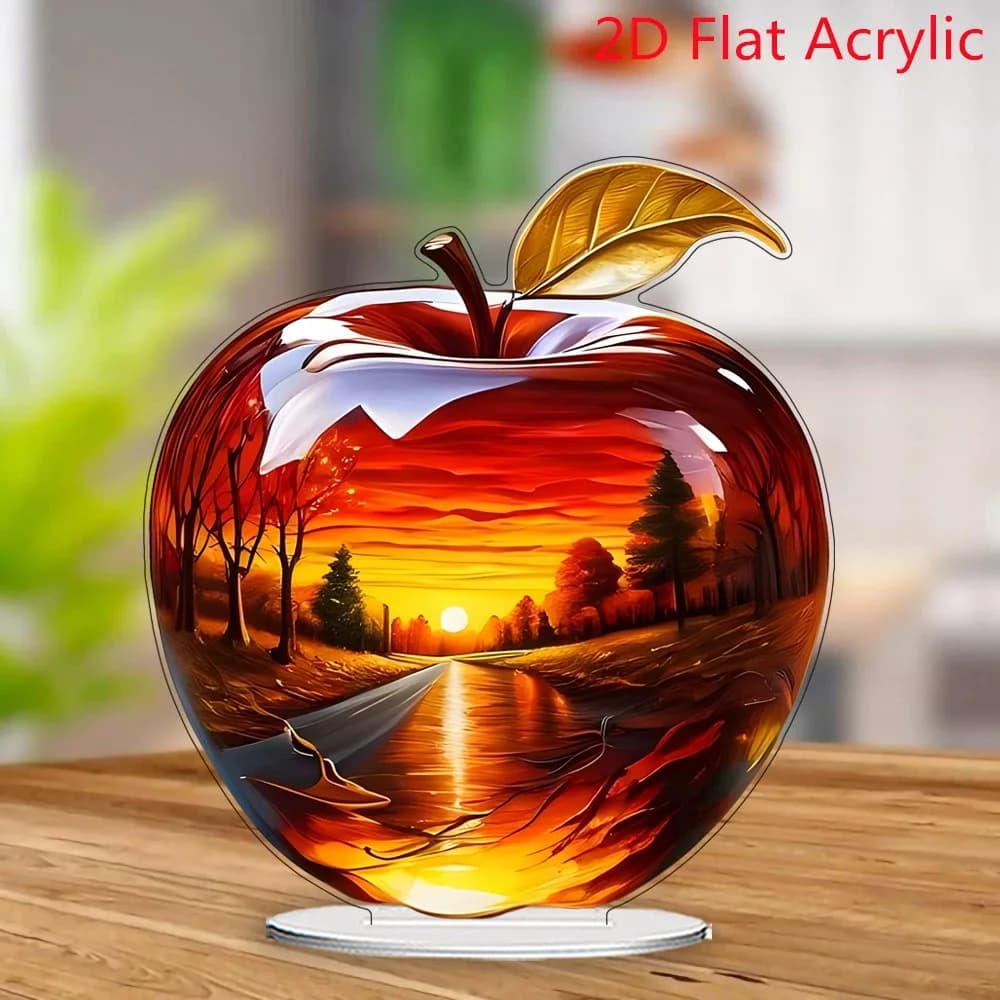 2D acrilico mela ciliegia oceano scena fiore albero ornamento da tavolo casa libreria decorazione modello creativo arredamento artigianato regalo