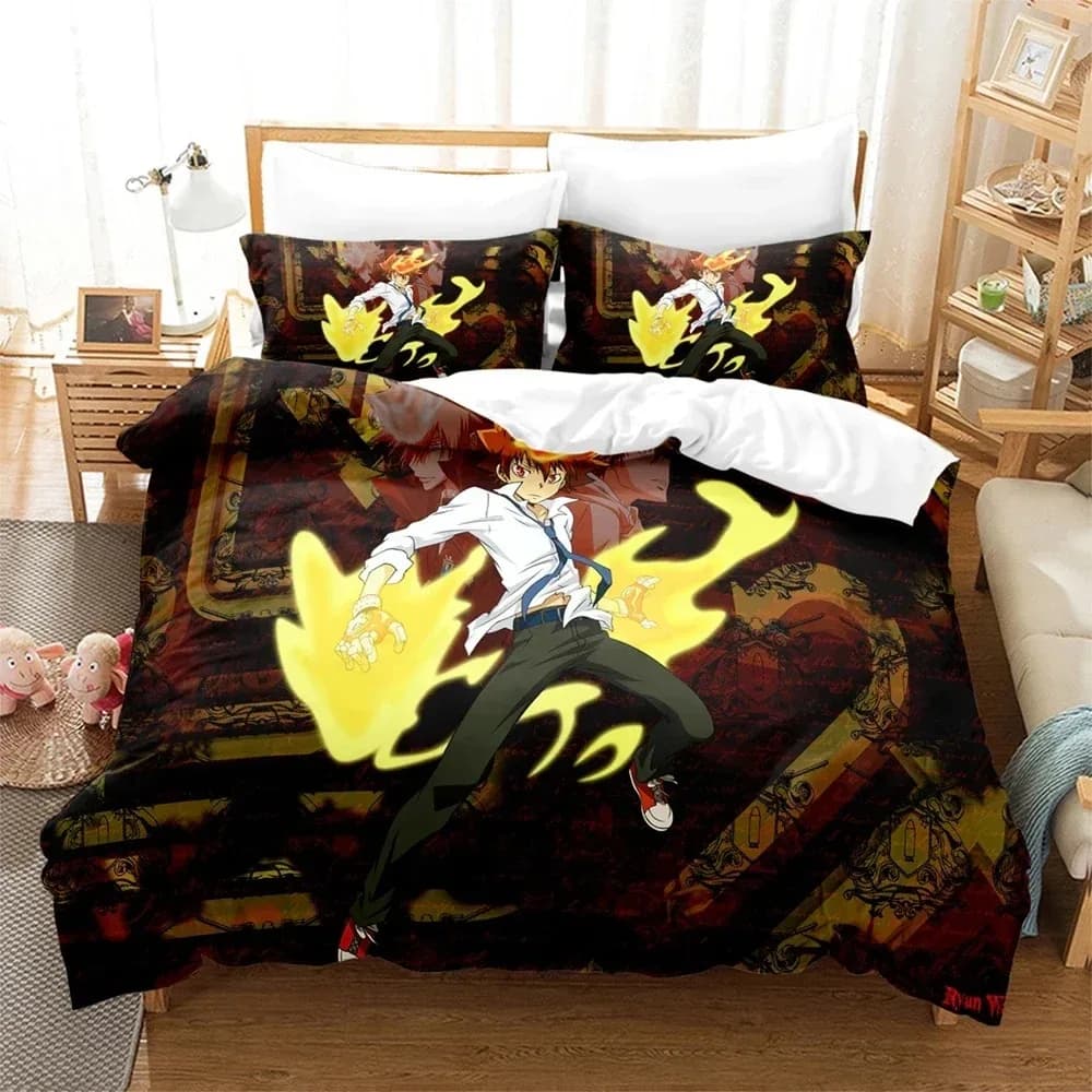 3D printing HITMAN REBORN Children's Bed Linen Set Twin Queen Size Twin Queen Bed Cover Federa Bed Children Adults Home Textiles