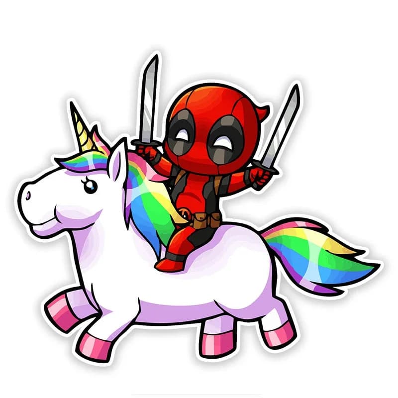 Nuovo Design decalcomania creativa Cute Dead Fight In Unicorn Window Wall camera da letto moto Car Decal decalcomania ricambi Auto, 10cm