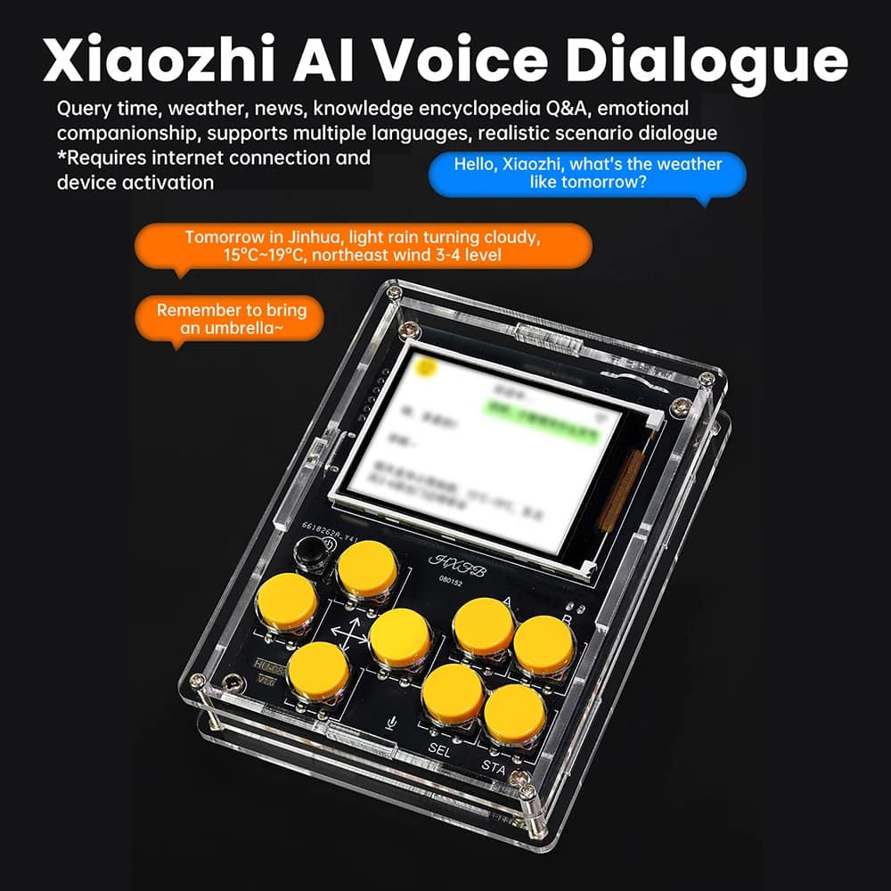 Kit fai da te portatile multifunzionale AI con console di gioco LCD Orologio meteorologico Spettro musicale Dialogo vocale Parti di pratica di saldatura