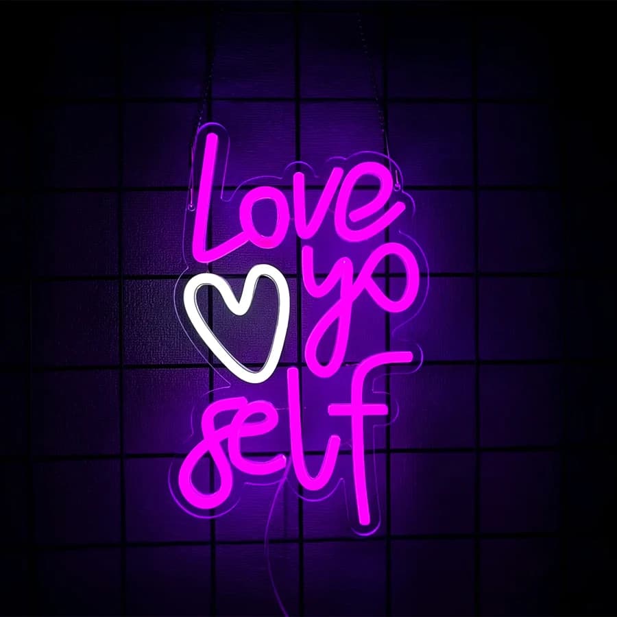 Insegna al neon Love Go Self Led, insegna a forma di cuore con icona a lettere, adatta per camera da letto, casa, bar, club, sala giochi, arredamento per caffetteria.