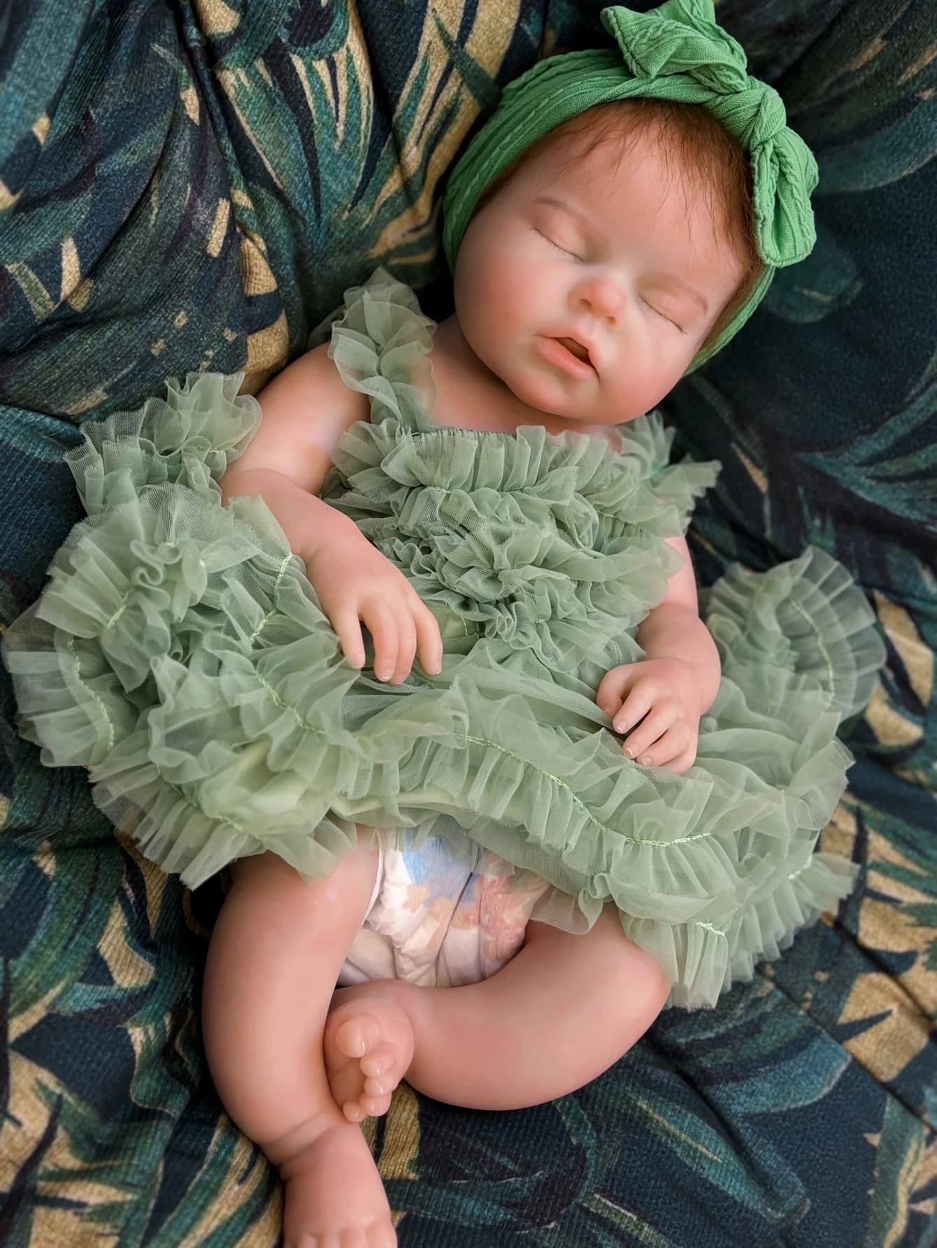 Baby Doll rinato in silicone da 20 pollici Ragazza in silicone realistica fatta a mano con mohair radicato simulato Asleep Regalo da collezione per bambini