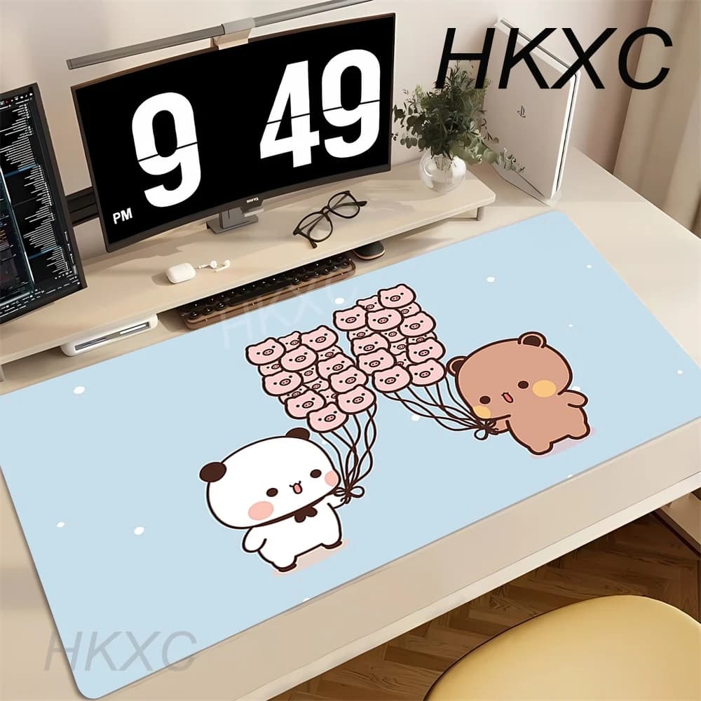Tappetino per Mouse Kawaii Rosa, Grande Tappetino Decorativo per Tastiera con Stampa HD Bubu Dudu, Antiscivolo in Gomma per Scrivania