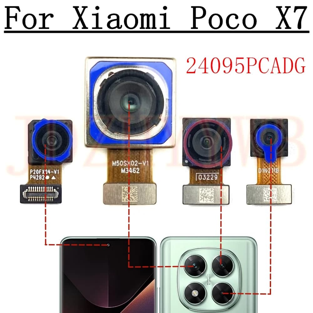 Fotocamera posteriore anteriore per Xiaomi Poco X7 PocoX7 Selfie frontale Ampia parte posteriore Cavo flessibile del modulo fotocamera principale da 50 MP