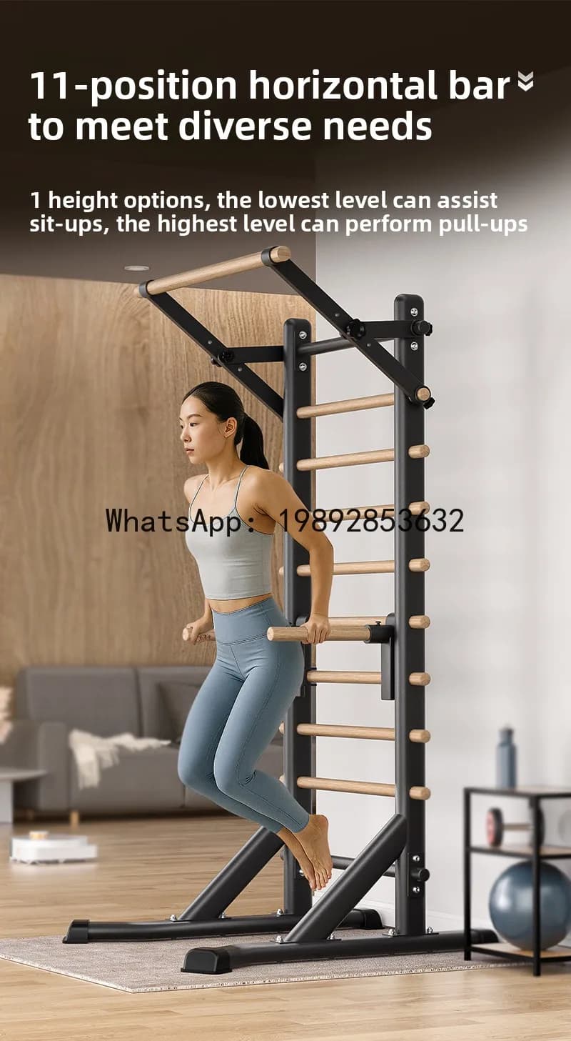 YFY Home Traction Bar with Ribbed Wood Structure Fitness Equipment for Full Indoor Training Rack for Multifunctional Tractions