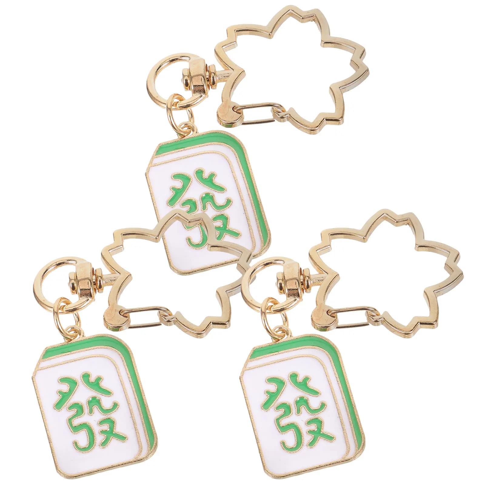 Set di 3 Portachiavi Mahjong in Lega di Zinco, Anello Portachiavi Robusto, Ciondolo Creativo per Zaino, Ornamento per Borsa, Regalo di Compleanno