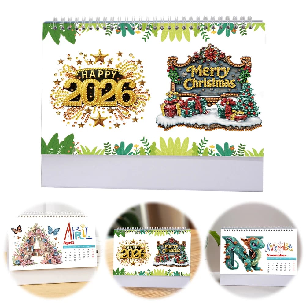 Kit Calendario Mensile Diamond Painting, Calendario Artistico con Diamanti per Fai da Te e Feste