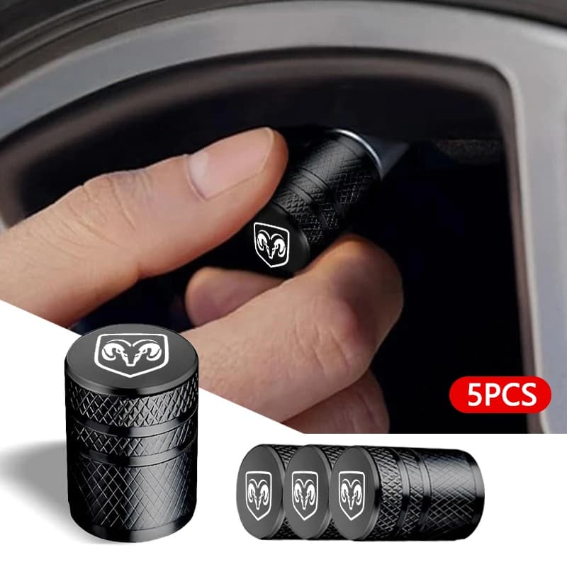 5Pc Car Logo Wheel Tire Styling Tire Valve Air Nut Cover For Dodge Journey Charger Challenger Caliber Nitro Durango Avenger Dart