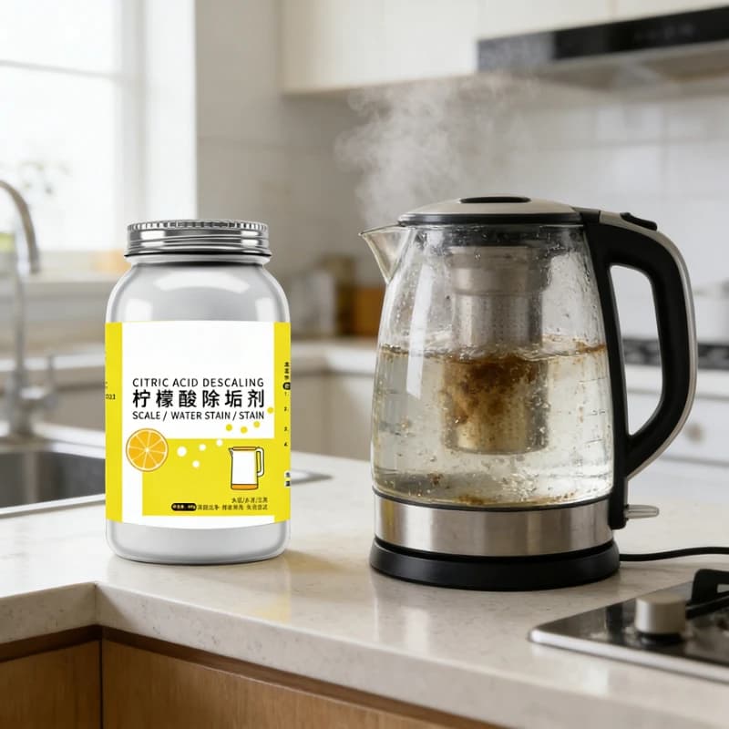 Detergent for 500g electric kettles, lemon scent, citric acid descaling agent, quick cleaning, remove incrustations for cups and kettles.