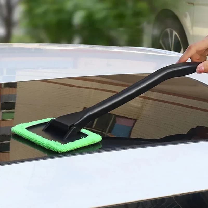 Kit spazzole per la pulizia dei vetri dell'auto Strumento per il lavaggio della pulizia in microfibra del parabrezza All'interno dell'auto Tergicristallo per vetri con manico lungo Accessori per auto