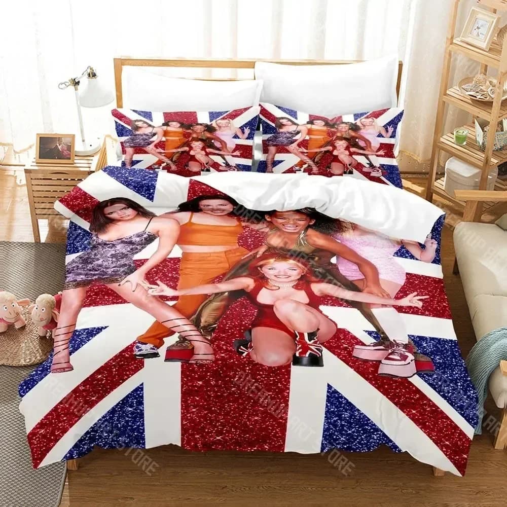 Set di biancheria da letto anni '90 con stampa 3D S-spices Cartoon Anime set da tre pezzi Set copripiumino per camera da letto per bambini adulti 3D Kawaii Hip Hop Girls