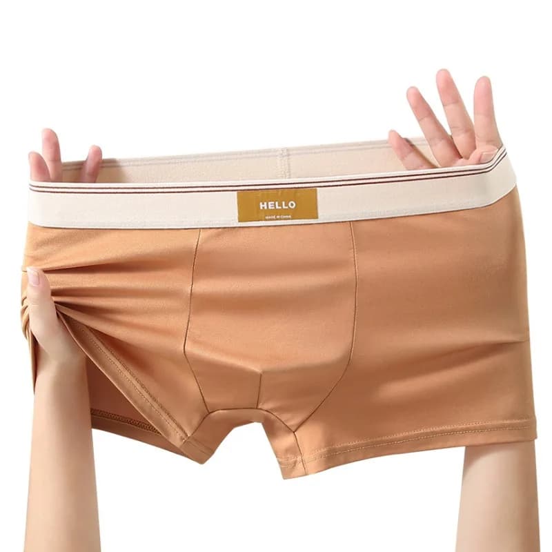 Intimo da uomo Boxer da uomo Boxer a vita media Grandi mutande a triangolo in seta di latte Pantaloni per la testa Pantaloncini Comodi pantaloni corti morbidi