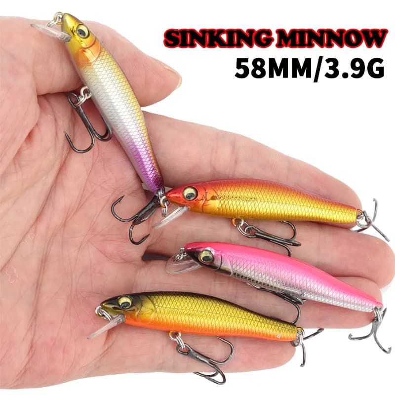 ZWICKE 1 pz 5.8 cm 3.9g Pesce Bucktails Richiamo Stream Esca Giapponese Sommerso Mino 3D Occhio di Pesce Simulazione Sharp Tre libri Gancio