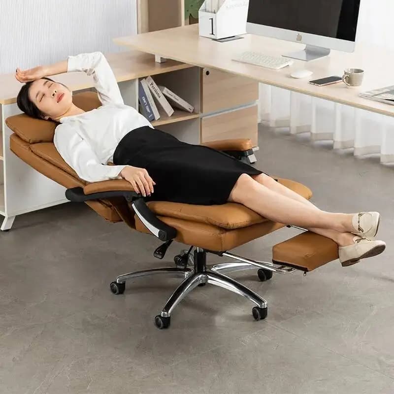 Poltrona da ufficio girevole singola di lusso, sedia ergonomica relax per computer e gaming, chaise longue reclinabile
