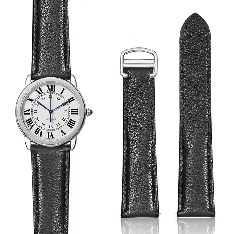 Cinturino per Orologio in Vera Pelle 17 20 22 23 24mm 25mm per Cartier Tank London Solo, Cinturino in Pelle Bovina Testurizzata Lychee per Uomo e Donna