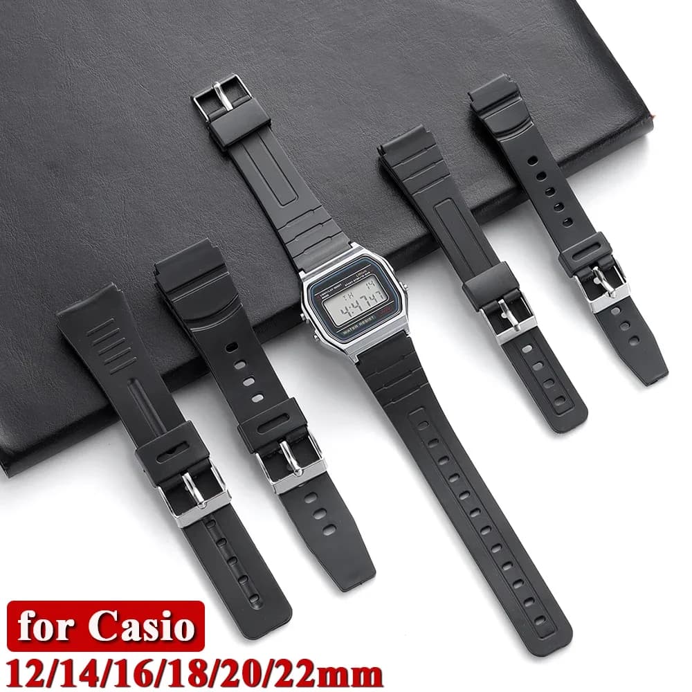 12mm 14mm 16mm 18mm 20mm 22mm Silicone Strap for Casio W800H A158/168 AE1200 SGW400 F91W F105/108 Women's Bracelets
