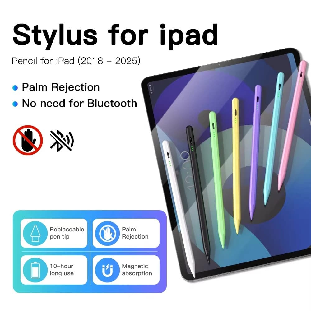 For Apple Pencil Stylus For iPad A16 Air 11 5 4 Pro 11th 13 12.9 M4 M3 M2 Pens 10 9 10th 9th Generation Mini 7 6 2025 Touch Pen