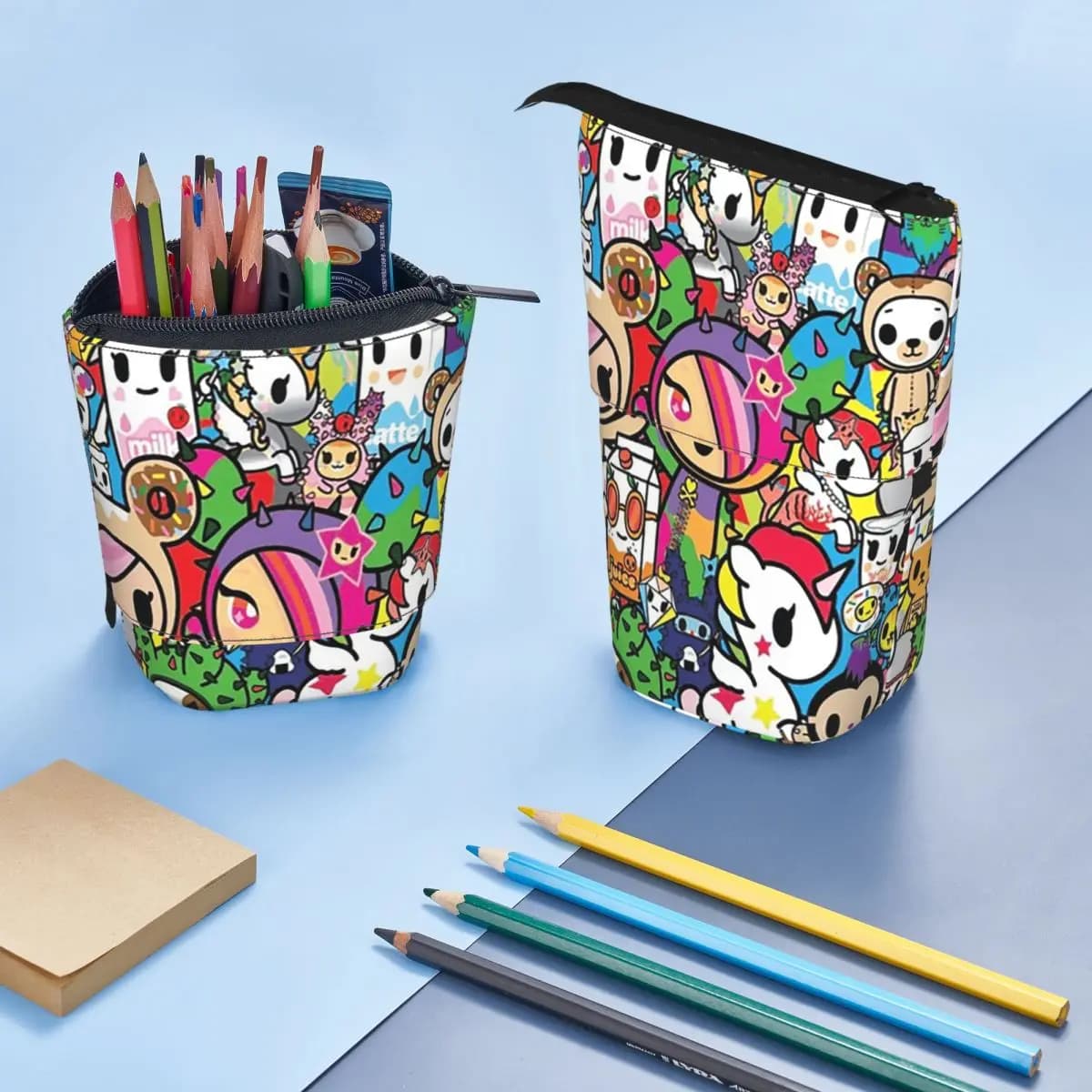 Astuccio Reversibile Tokidoki Kawaii Donutella Sandy Unicorno per Ragazzi e Ragazze, Portapenne, Borsa per Matite, Articoli di Cancelleria