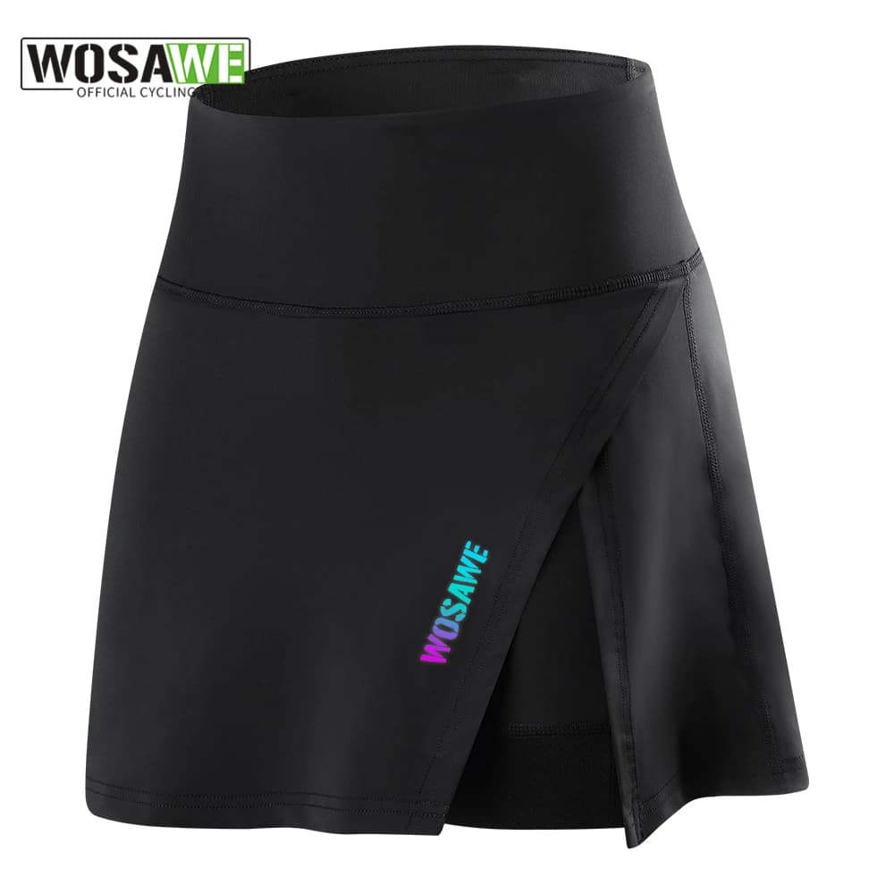 WOSAWE Women's Cycling Shorts and skirts Collant 2 in 1 quick drying breathable with reflective logo padded in gel Bike skirts MTB
