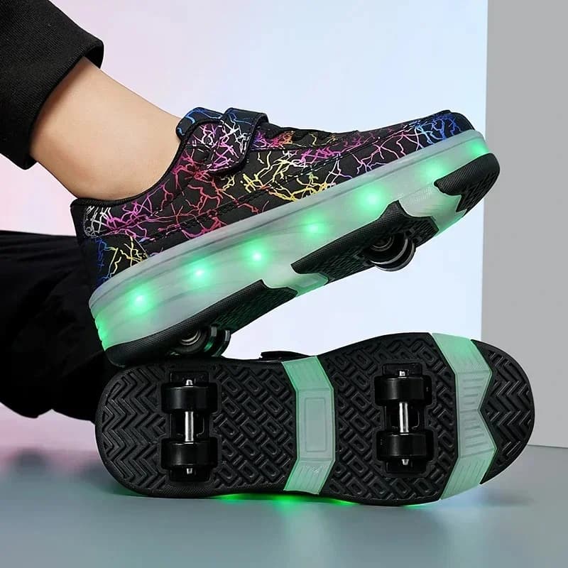 Men's Detachable 4 Wheel Roller Shoes New Running Gymnastics Shoes with LED for Men Boys Speed Skating Shoes with Wheels
