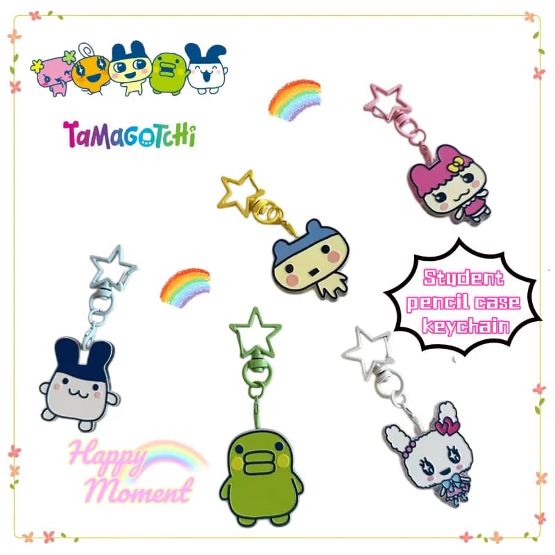 New Tamagotchi Mametchi Kuchipatchi Keychain Pendant High Color Value Cartoon Student Schoolbag Pencil Bag DIY Hanging Ornaments