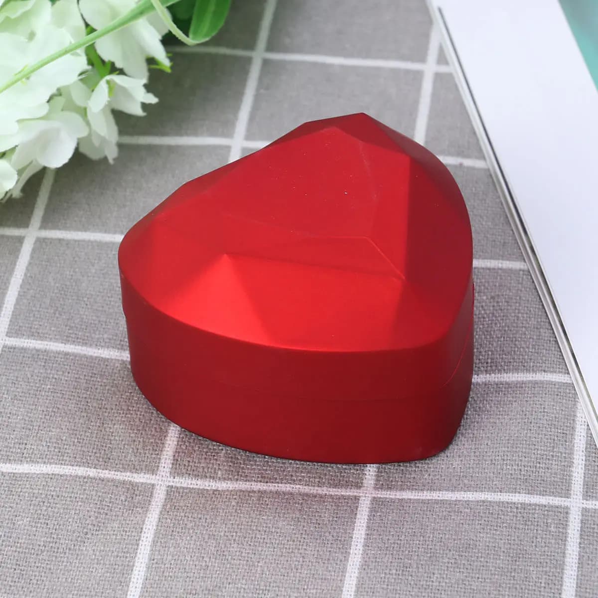 Scatola per Anelli a Forma di Cuore con Luce LED Rossa, per Proposte di Matrimonio, San Valentino, Anniversari, Espositore per Gioielli