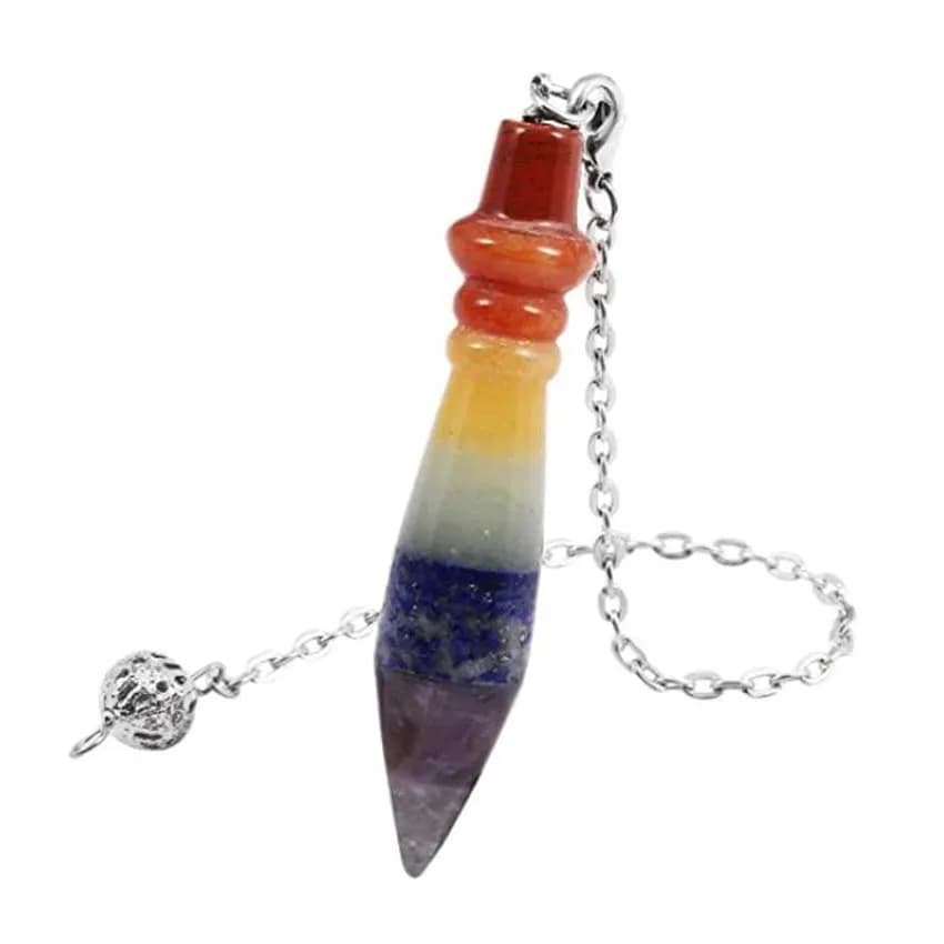 Naturale 7 Chakra cristallo pendolo scettro per rabdomanzia divinazione quarzo Fluorite agata pietra pendoli Reiki pendente pendolo