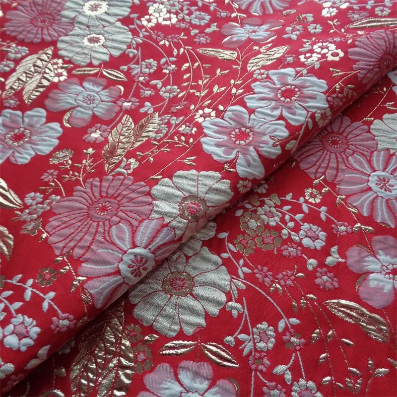 Elegant Flower Gold Silk Embossed Jacquard Fabric Women's Gentle Dress Fluffy Skirt Bag Diy Sewing Fabric