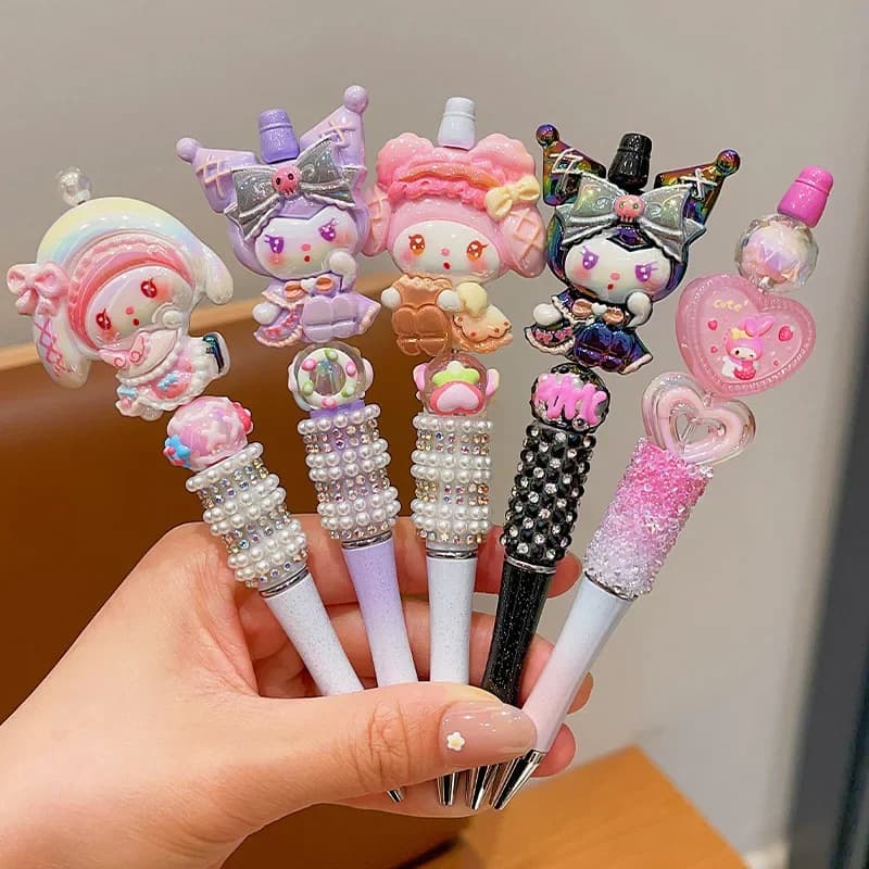 penna gel materiale scolastico per cartoni animati per bambini bambina carina e carina penna a sfera con perline di strass lucidi