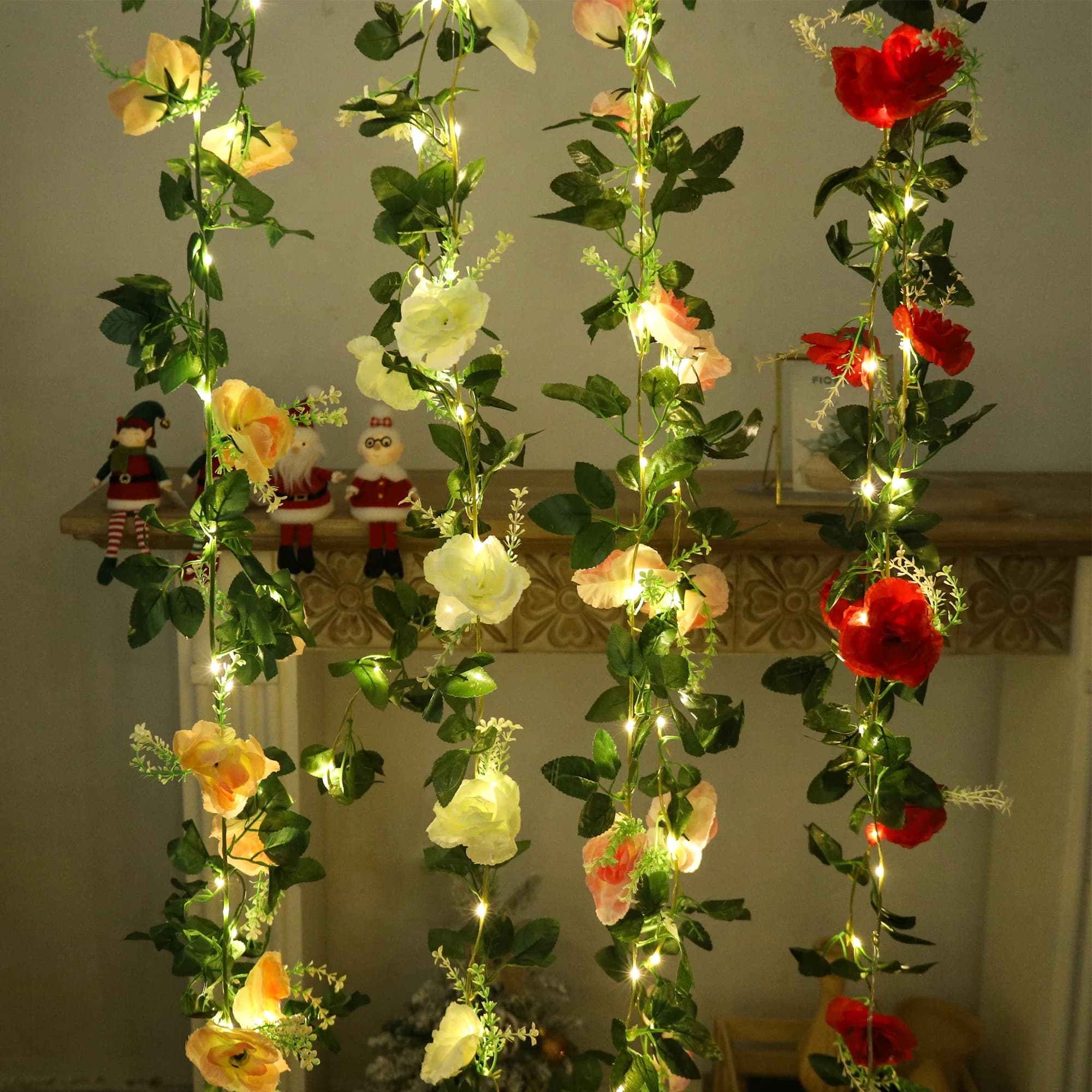 Rosa LED Vite Stringa di luce Fiore artificiale Centrotavola per matrimonio Ghirlanda ad arco Decorazioni per la casa Decorazioni natalizie finte da appendere alla parete