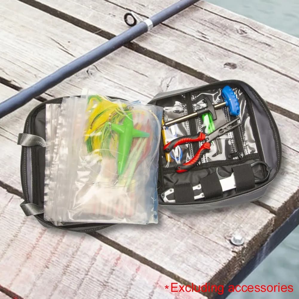 Fishing Tackle Binder 10 Pockets Fishing Rig Bag Fishing Lure Soft Bait Storage Bag for Soft Lure Jig Leader Rig