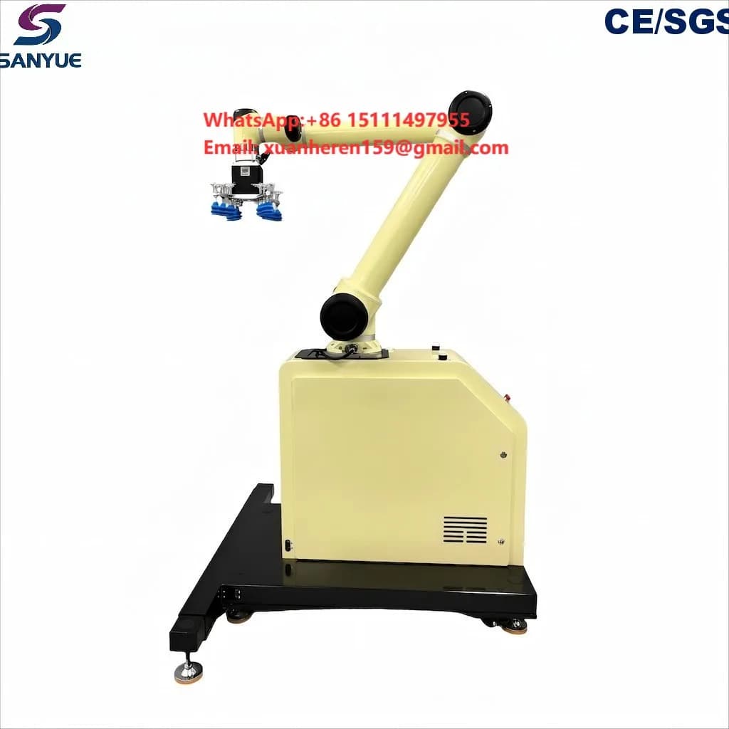 PLC Controlled High Precision Sanyue Brand Mobile Base Fast Cycle 8-10 Boxes Min Aluminum Arm Collaborative Robot Palletizer