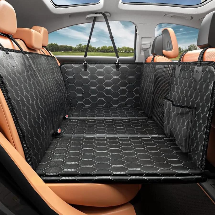 Rear Seat Cover with Rigid Bottom, Supports 180 kg, Waterproof, Car Dog Hammock, 40 extra space, Universal for Car, SUV and Truck, for Domestic Animals