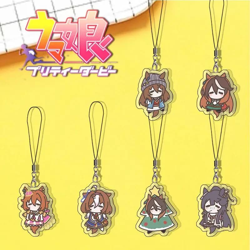 Uma Musume Pretty Derby Cute Phone Charms Lanyards Universal Student USB Flash Drive Key Exquisite Small Gift for Best Friends