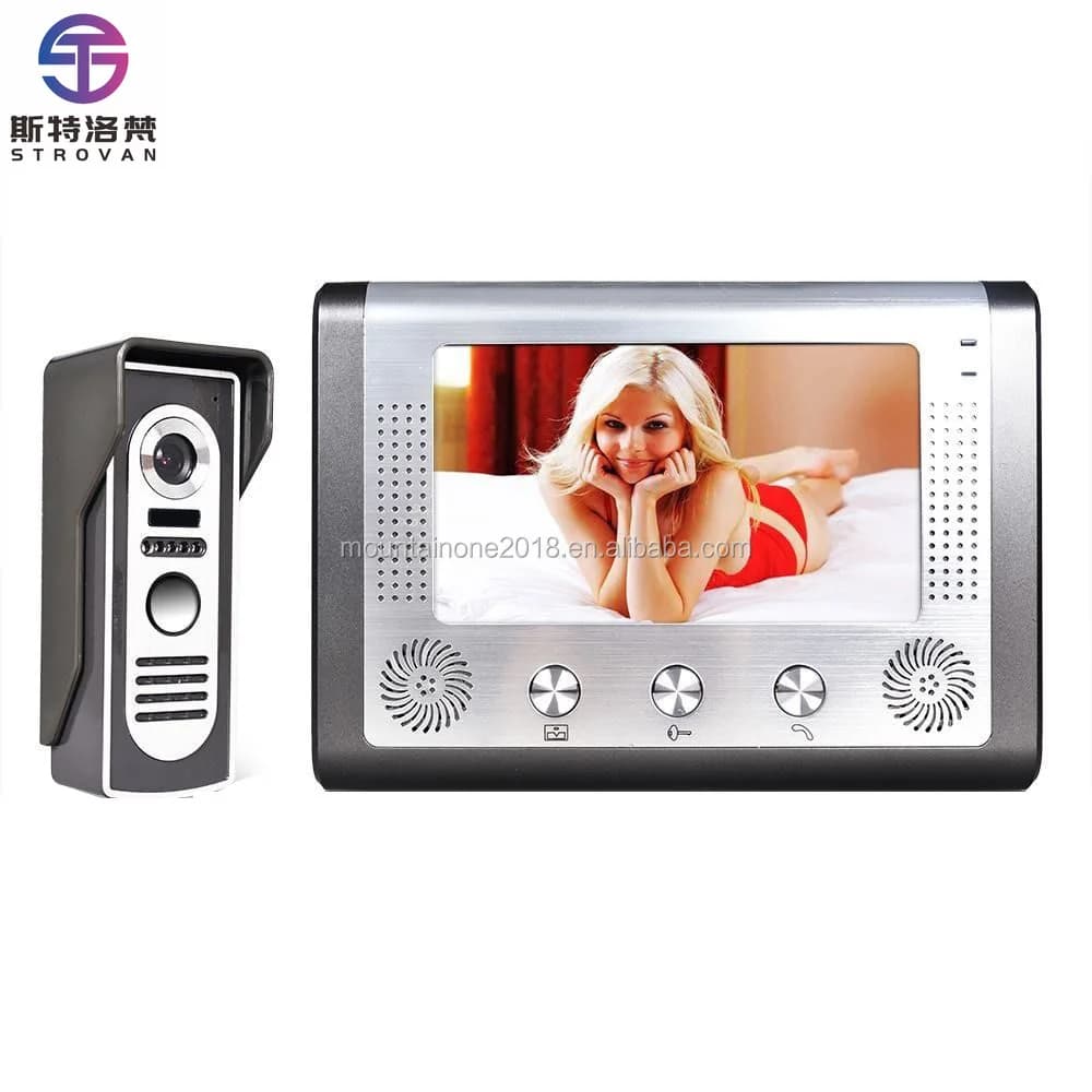 7 "TFT Videocitofono per porta Sistema citofono Campanello Set completo Videocitofono per porta 1 1