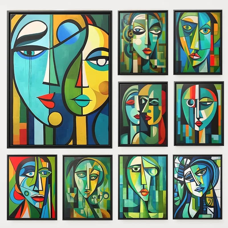 Modern Cubist Picasso Cultura pop Poster Figura astratta Ritratto Cubismo Tela Pittura Wall Art per soggiorno Home Decor