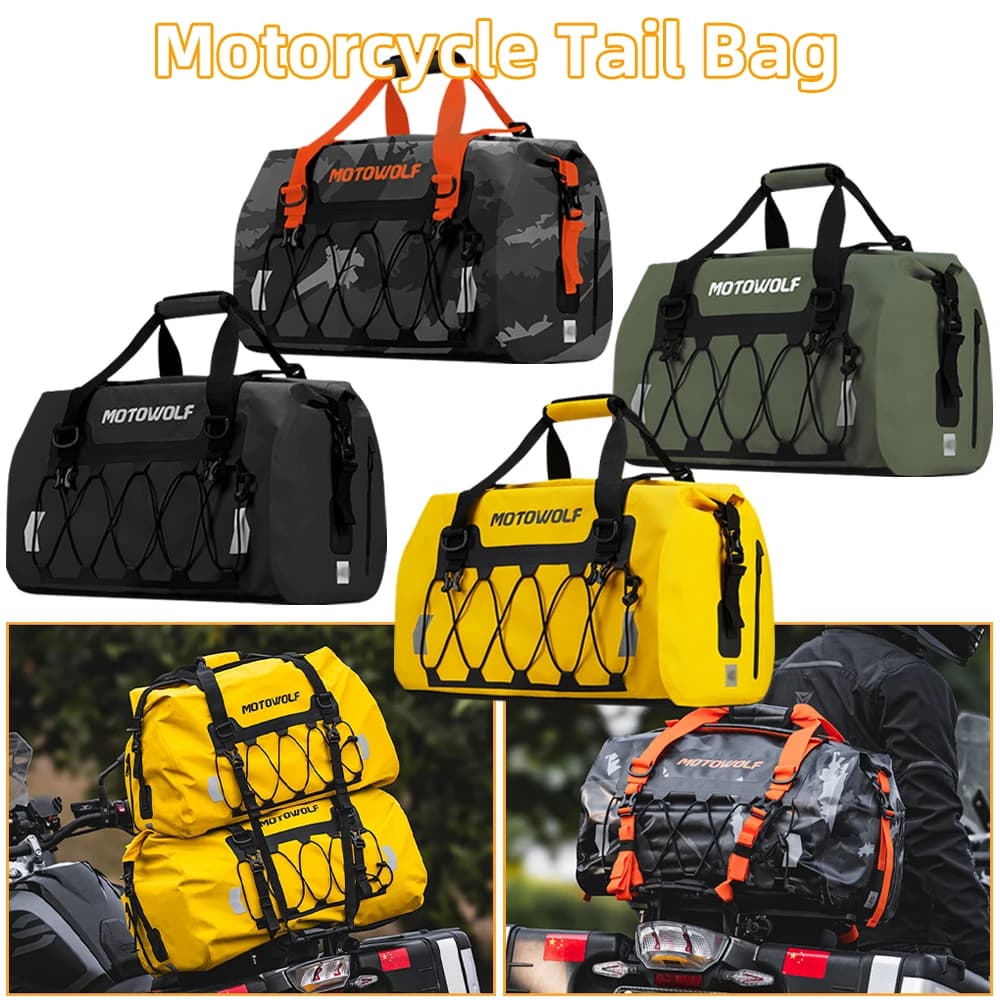 Waterproof 40L 66L 90L Motorcycle Tail Bag Universal Back Seat Bag Scooter Travel Cycling Sport Luggage Dry Bag Roll Pack