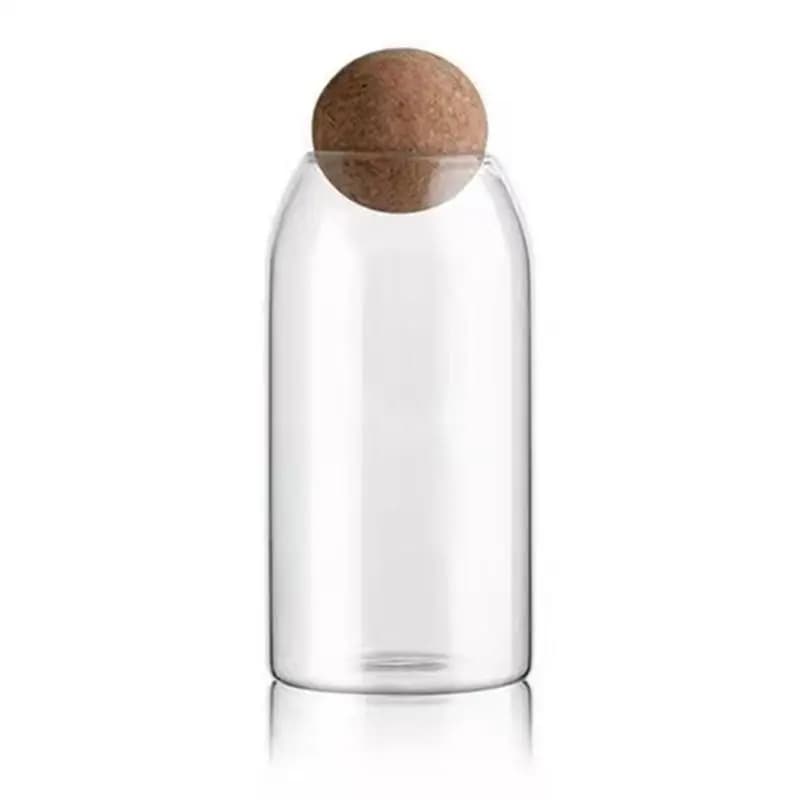 A98E-Clear Glass Bottles, Glass Food Storage Containers With Airtight Round Cork, For Candy, Nut, Spice, Coffee Bean,9 X 20Cm Du