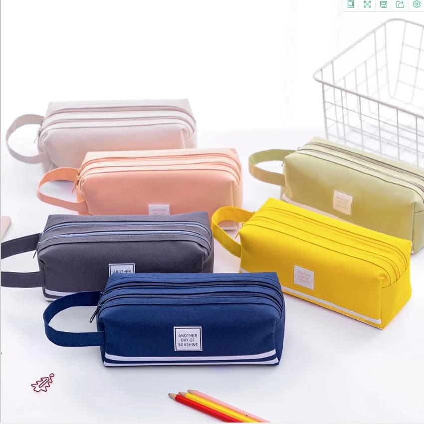 Custodia per penna carina borsa per cancelleria per bambini astuccio per matite in tela portatile borsa per materiale scolastico borsa per matite a doppio strato borsa per penna per studenti