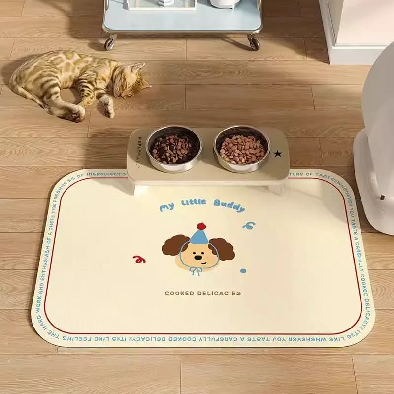 VIKAMA Tovaglietta per animali domestici, Tappetino per cibo per cani, Tappetino per ciotola per cibo per cani e gatti antiscivolo e a prova di perdite, Tappetino per forniture per animali domestici in fango diatome