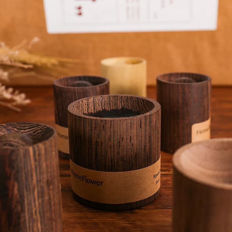 Diffusore di Oli Essenziali in Legno Massello Puro - Diffusore di Fragranze Compatto per Scrivania e Auto