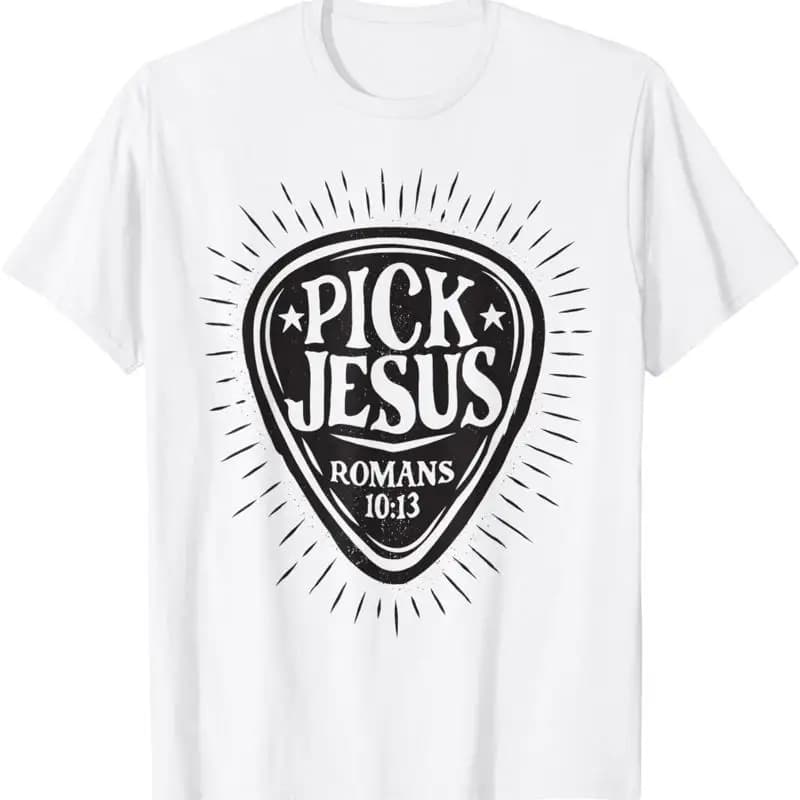 Guitar Pick Jesus Christian Music Guitarist Pastor Retro T-Shirt