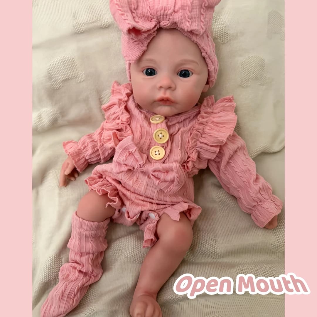 47cm Cute Open Mouth Washable Meadow Full Silicone Hand Painted Vivid Lifelike Reborn Baby Girl Doll Bebe Reborn De Silicona